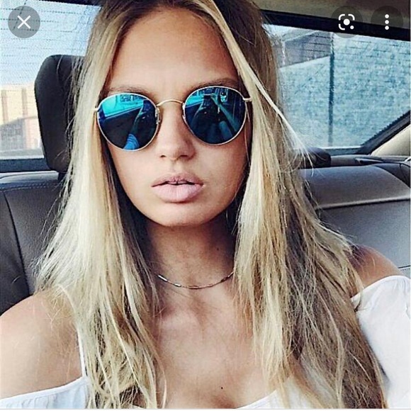 Brand New Rayban Round Rb3447 Gold with Flash Blue - Picture 8 of 8